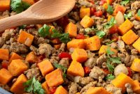 Sweet Potato and Turkey Hash with Spinach & Herbs