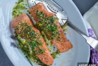 Planked Salmon with Pistachio-Tarragon and Lavender Gremolata