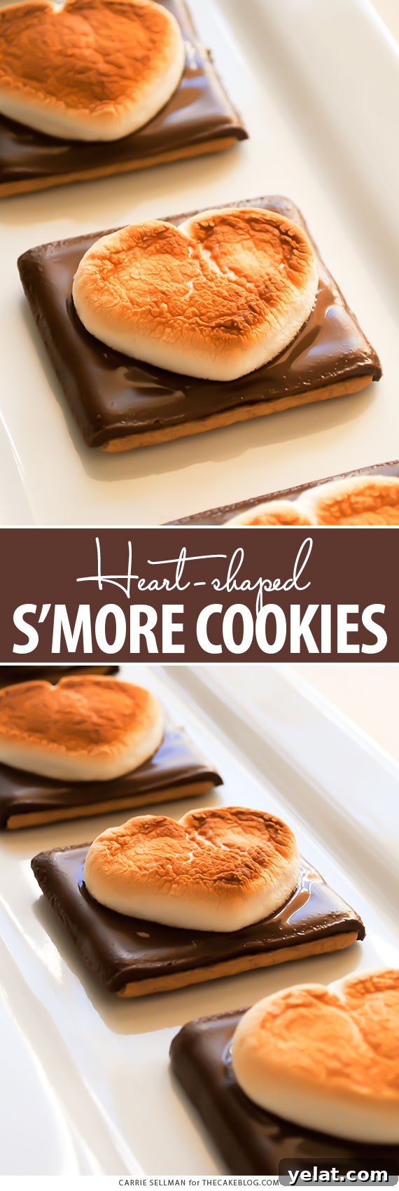 Heart-Shaped S’mores Cookies: Valentine Dessert Recipe 2 Heart Shaped S'more Cookies - a super easy, 3 ingredient Valentines treat that takes less than 10 minutes! | by Carrie Sellman for TheCakeBlog.com