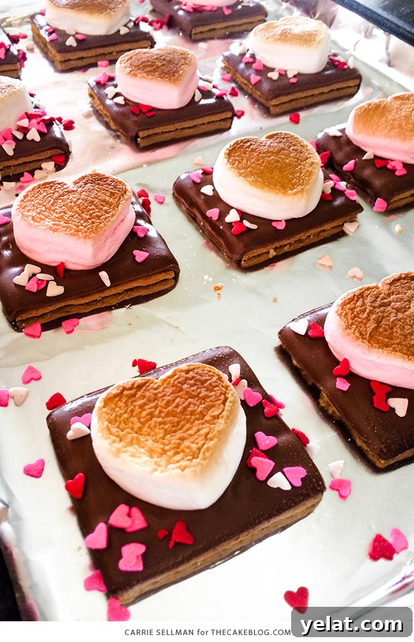 Heart-Shaped S’mores Cookies: Valentine Dessert Recipe 9 Heart Shaped S'more Cookies - a super easy, 3 ingredient Valentines treat that takes less than 10 minutes | by Carrie Sellman for TheCakeBlog.com #ValentinesDayDessert