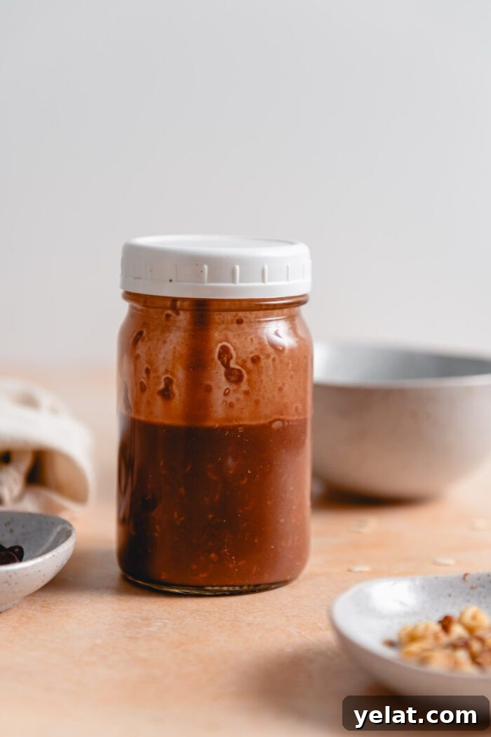 Brownie Batter Overnight Protein Oats Recipe 4 Sealed jar of chocolate overnight oats.