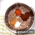 cooked ground beef with all the spices