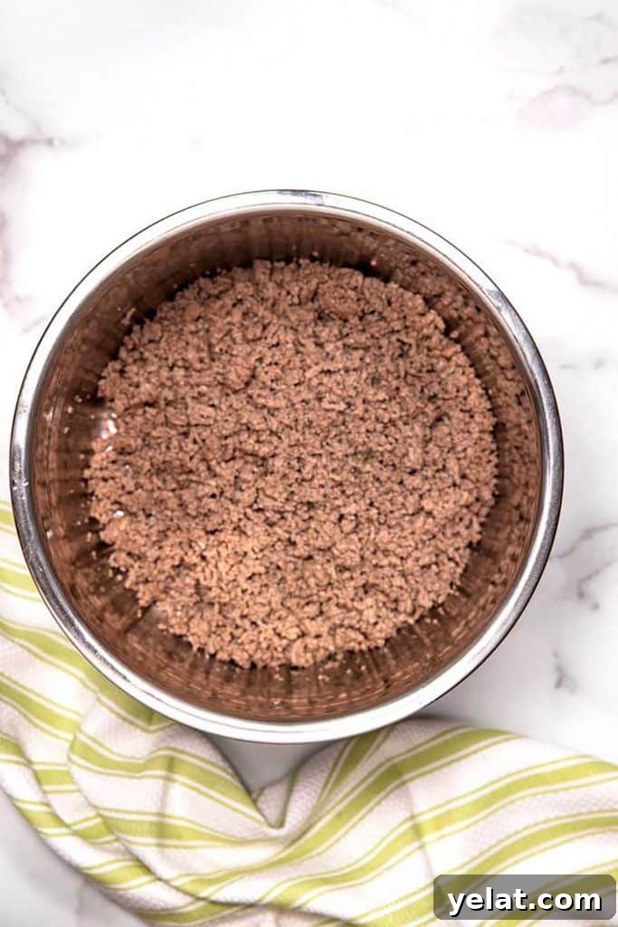 cooked ground beef in an instant pot