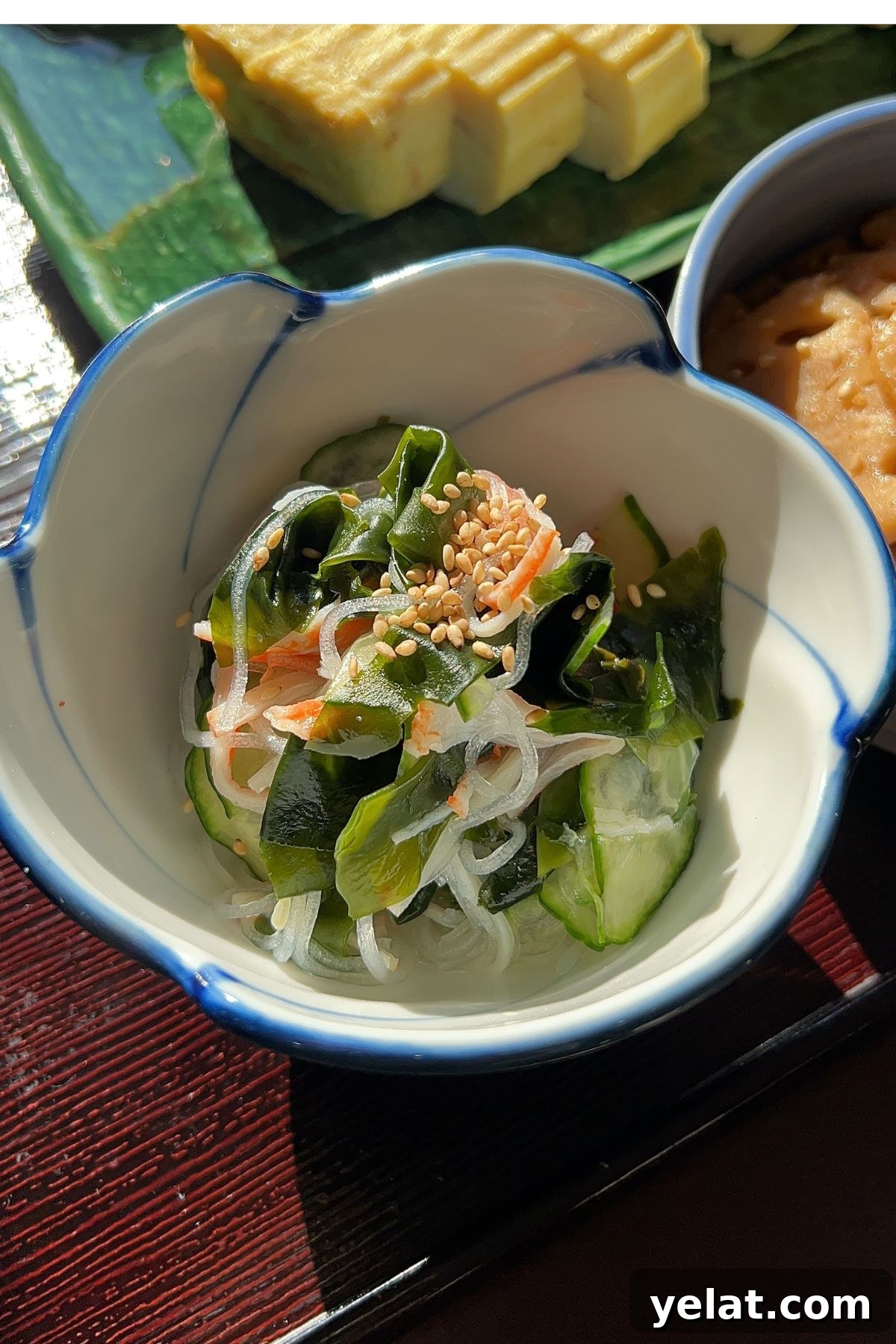 cucumber salad with imitation crab in a flower bowl
