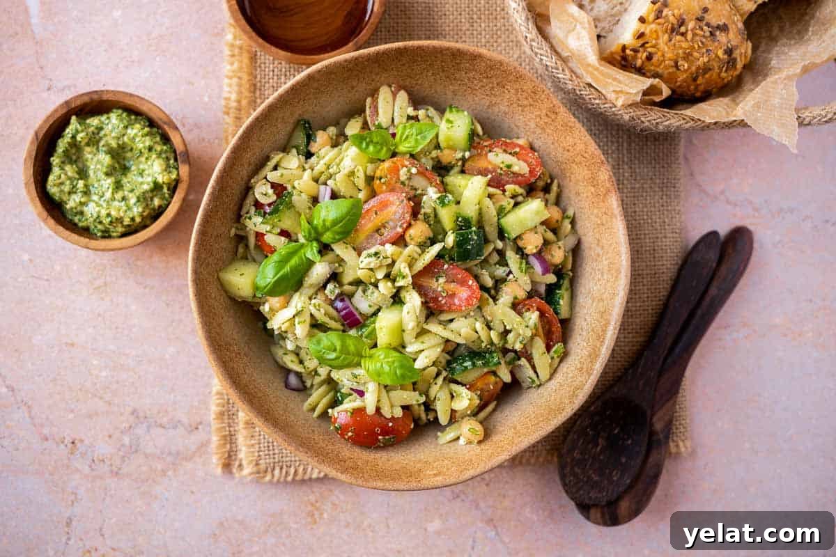 Chickpea Orzo Salad with Basil Pesto Dressing 7 Pesto Orzo Salad.