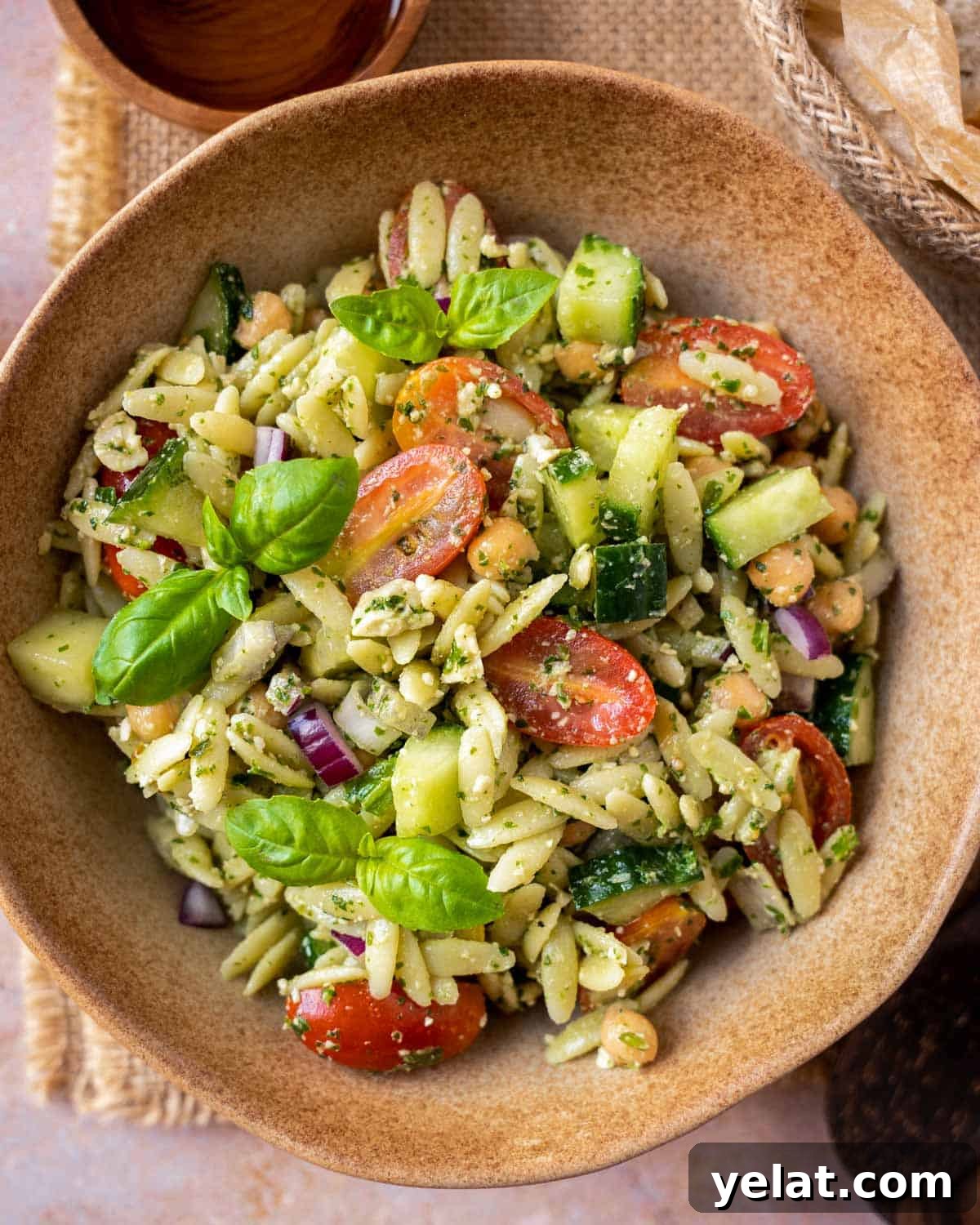 Chickpea Orzo Salad with Basil Pesto Dressing 8 Pesto Orzo Salad.