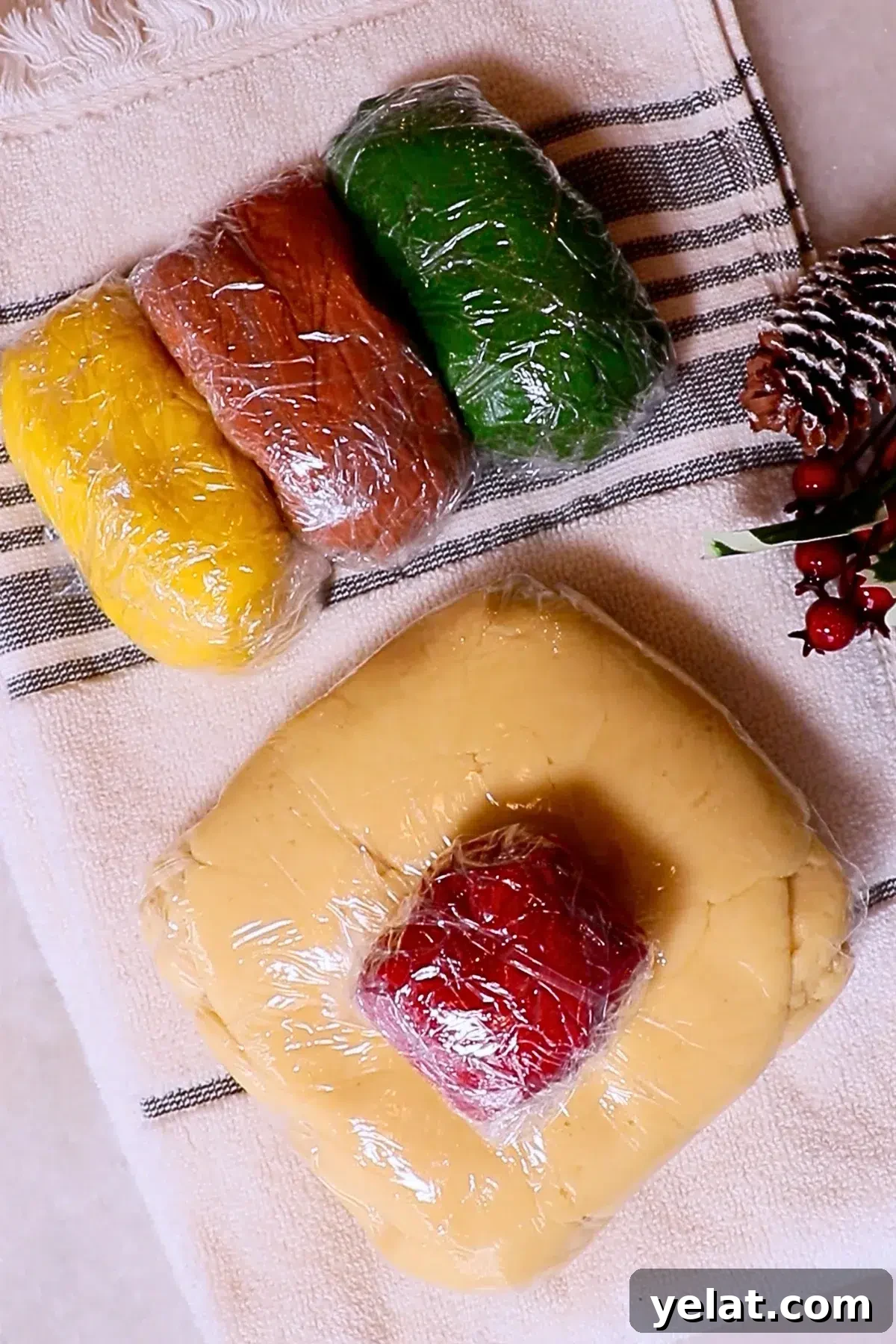 Slice-and-Bake Christmas Cookies: Tree, Reindeer & Gift Box Ideas 8 slice-and-bake Christmas cookie dough, colored
