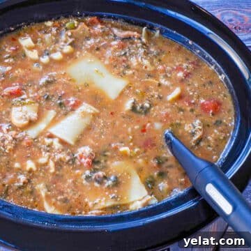 Comforting Recipes for Everyday Wellness and Flavor 5 lasagna soup in slow cooker with ladle