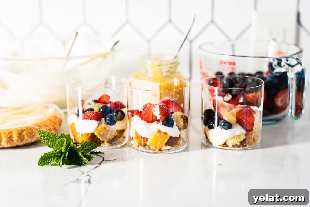 assembling individual berry trifles horizontal