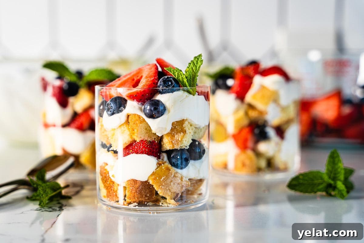 individual berry trifle in glasses horizontal