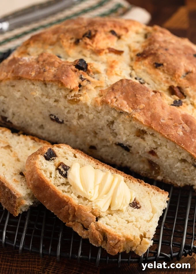 Classic Irish-American Soda Bread Recipe for Homemade Loaves 8 sliced American Irish Soda bread with Irish butter