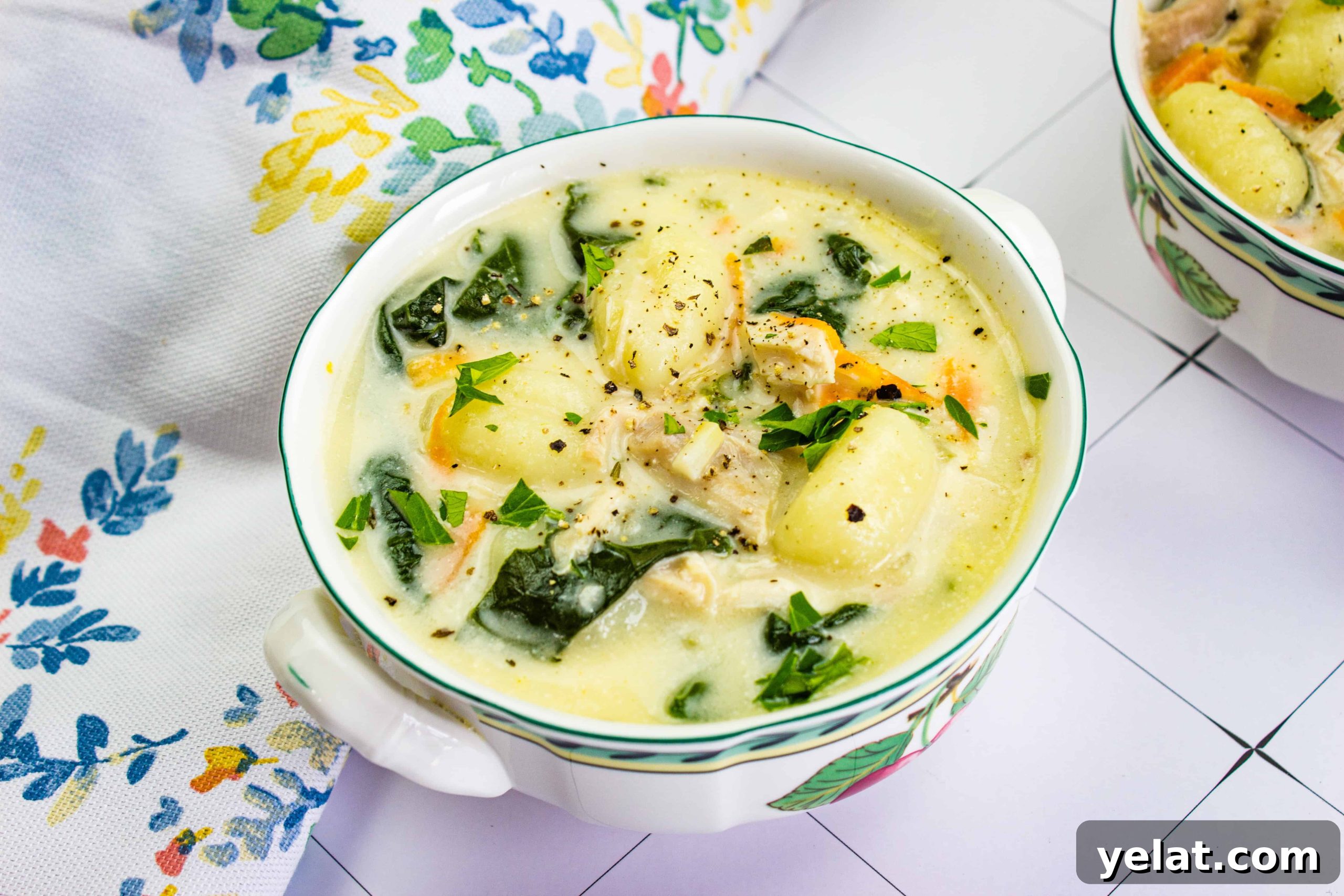 Two Chicken Gnocchi Soup copycat soup recipes on a table.