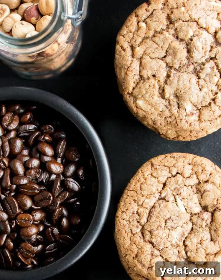 Hazelnut Mocha Cookies with Cream Filling 6 Hazelnut Mocha Coffee and Cream Cookies. A soft chewy cookie with the flavors of your favorite coffee. Four kinds of chocolate and toasted hazelnuts make for the most delicious cookie!