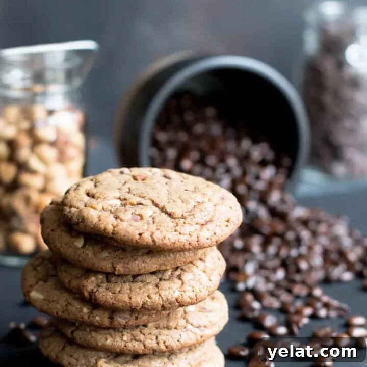 Hazelnut Mocha Coffee and Cream Cookies. A soft chewy cookie with the flavors of your favorite coffee. Four kinds of chocolate and toasted hazelnuts make for the most delicious cookie!