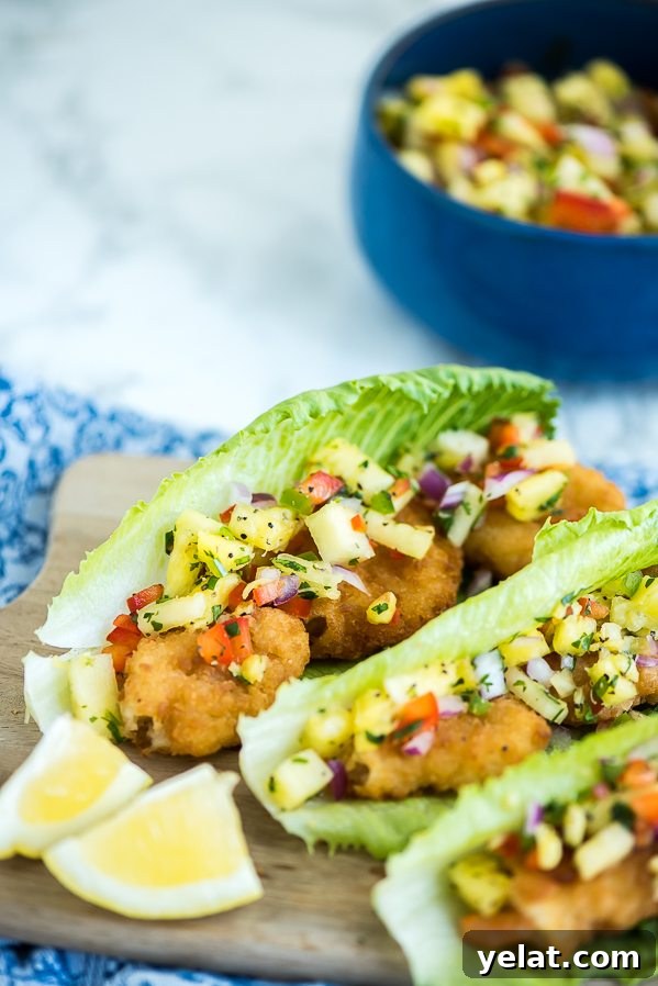 Spicy Shrimp Lettuce Wrap Recipe for Quick Weeknight Meals 6 Shrimp Lettuce Wraps topped with pineapple salsa – a quick, easy and low carb meal.