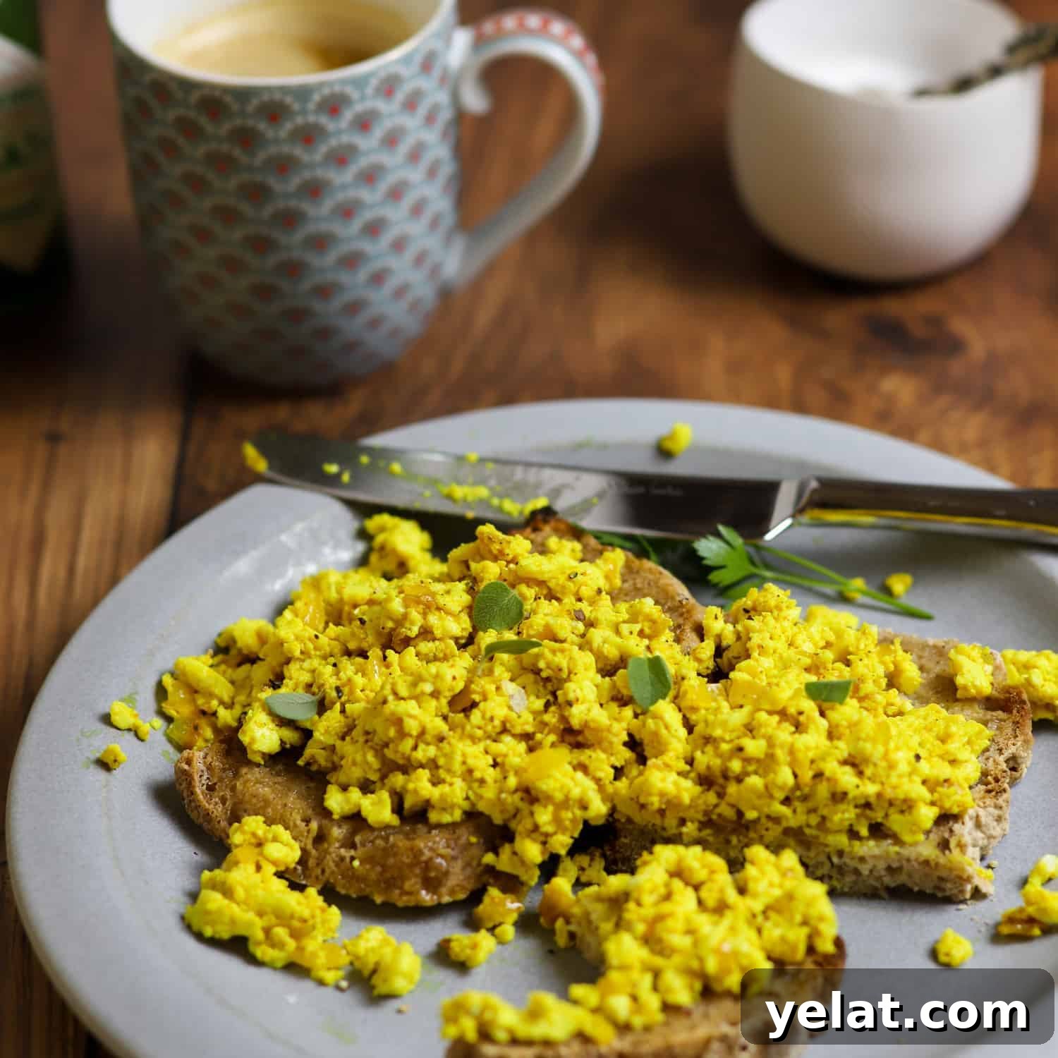Perfectly Spiced Tofu Scramble Recipe for Flavorful Mornings 5 Pinterest graphic showing Tofu Scramble (vegan and gluten-free)