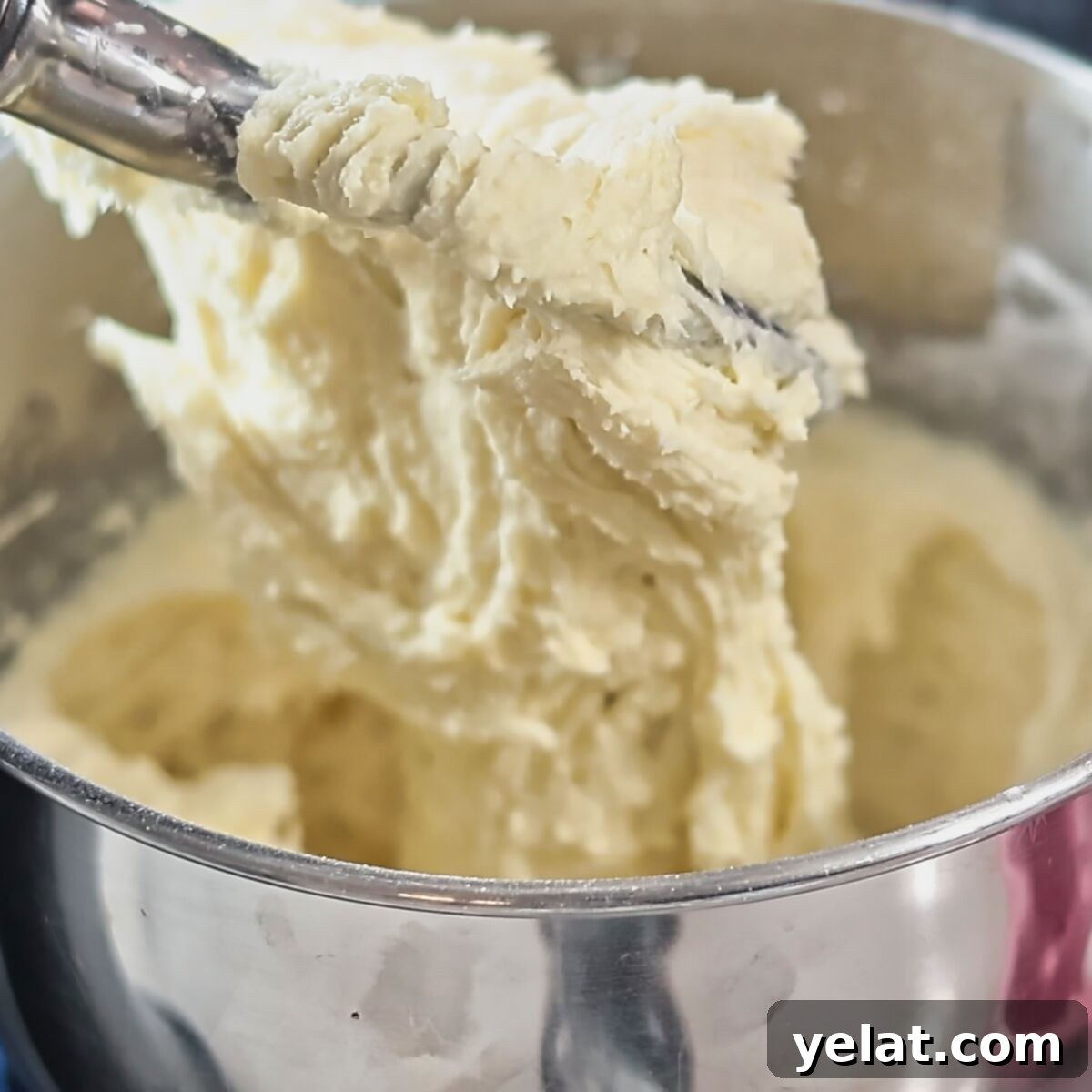 Irresistible Gluten-Free Ricotta Cookie Recipe 8 dough in bowl of stand mixer.