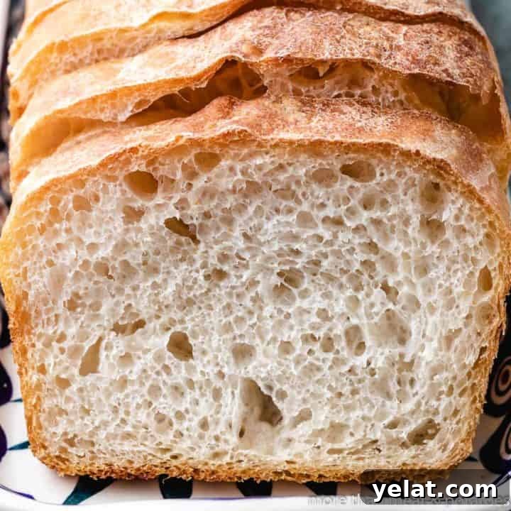 Sliced sourdough sandwich bread on a plate.