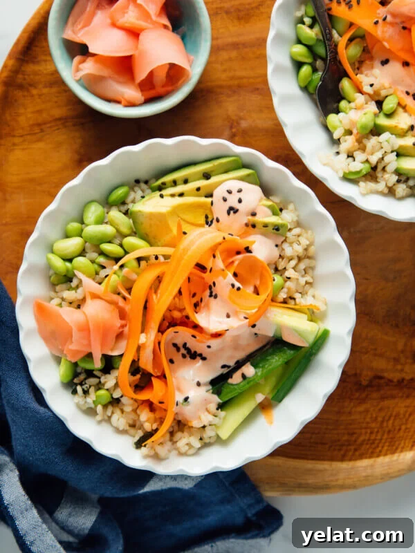 45 Portable Lunch Recipes for Meal Prep and On-the-Go Meals 13 vegetarian sushi bowl close-up