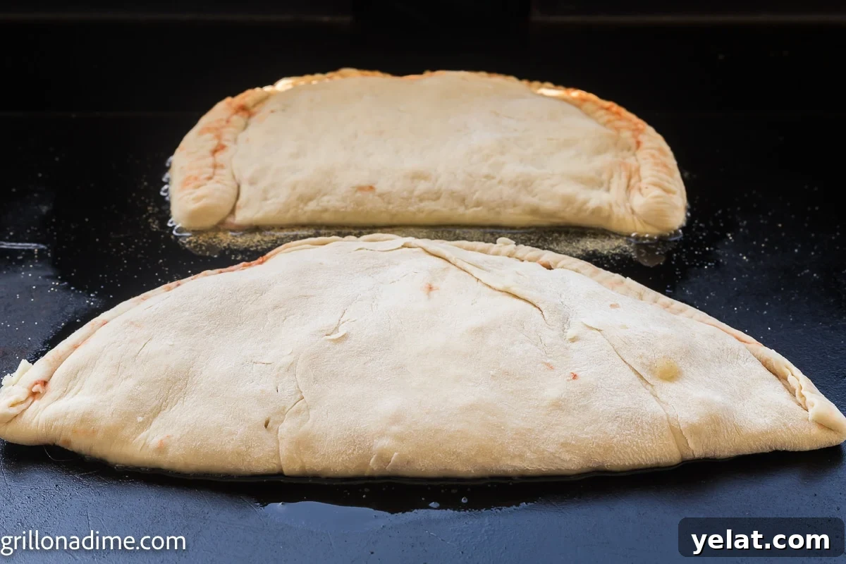How to Make Perfect Calzones on a Blackstone Griddle 6 Calzone on the griddle