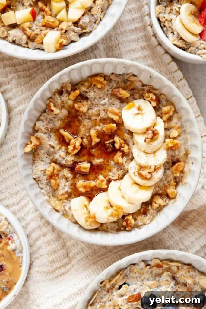 Protein Oatmeal with Egg Whites for Muscle Fuel and Satiety 2 protein egg white oatmeal in a bowl with walnuts and banana