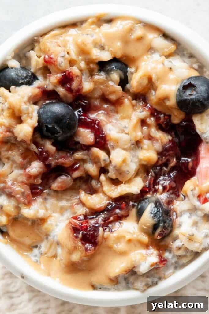 Protein Oatmeal with Egg Whites for Muscle Fuel and Satiety 8 peanut butter jelly protein egg white oatmeal in a bowl