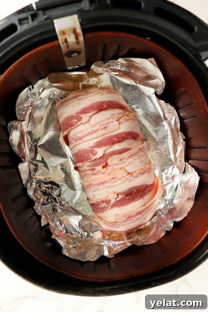 Crispy Air Fryer Bacon-Wrapped Meatloaf Recipe 4 Air Fryer Bacon Wrapped Meatloaf