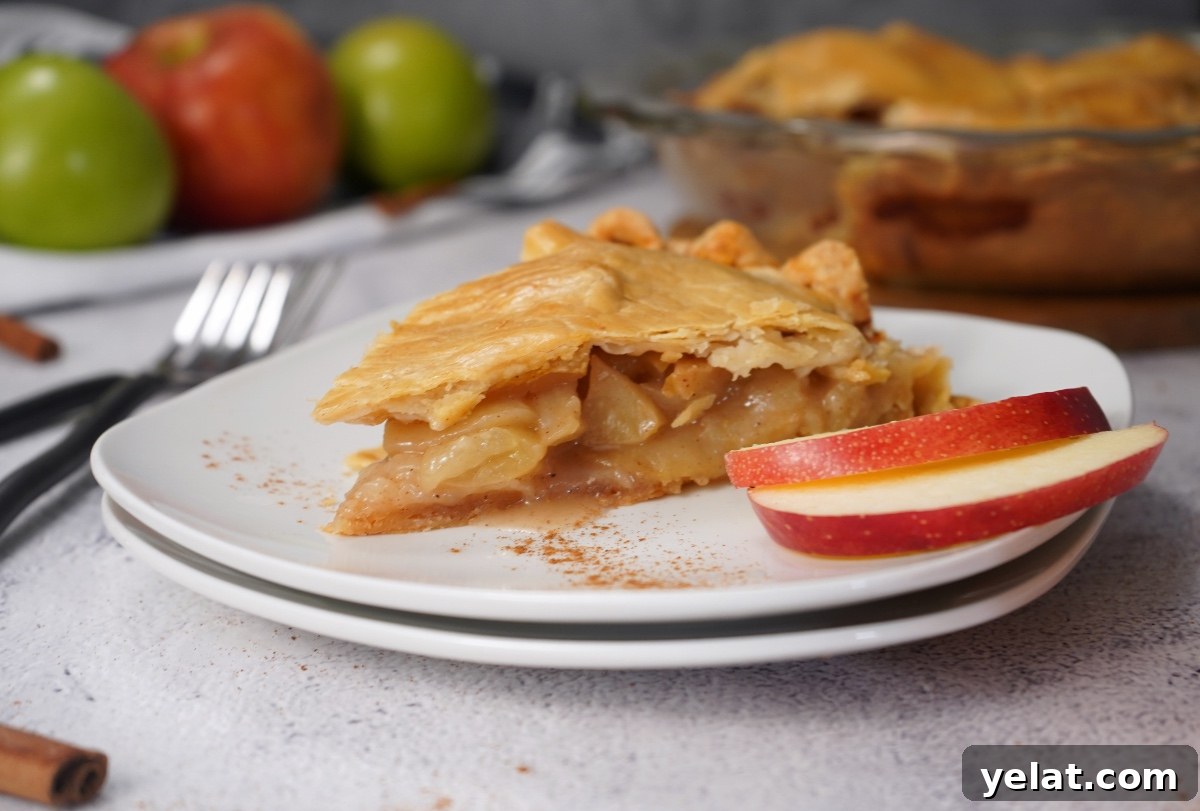 Smoked apple pie on plate