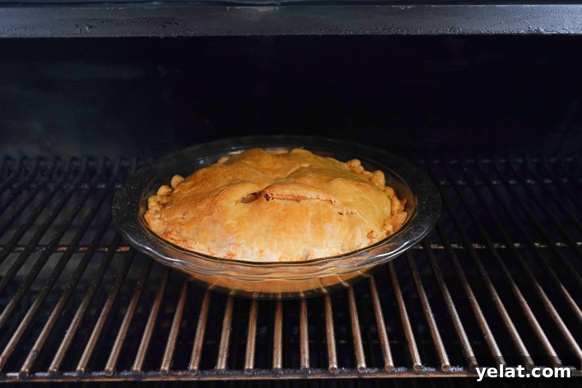 Apple pie on smoker grates