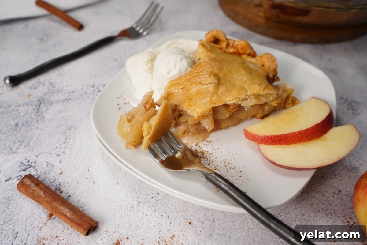 Fork shot of apple pie