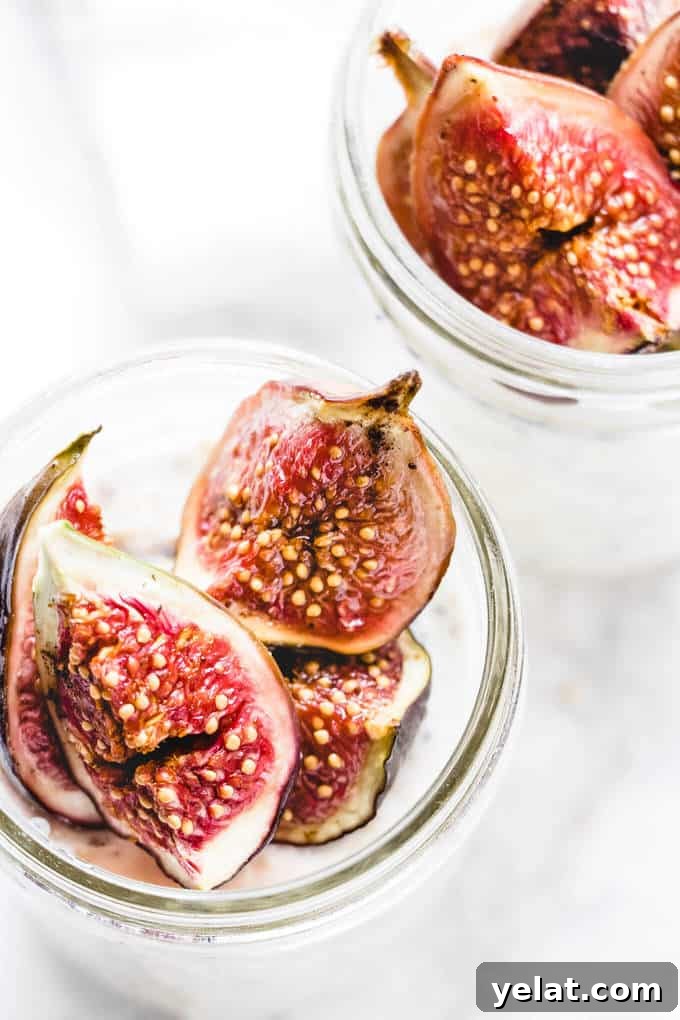 These fig & honey overnight oat pots are the perfect get up and go breakfast. They're creamy and sweet with a hint of salt and earthy sweet fig notes. High in calcium and protein they make the perfect breakfast. These fig & honey overnight oat pots are the perfect get up and go breakfast. They're creamy and sweet with a hint of salt and earthy sweet fig notes. High in calcium and protein they make the perfect breakfast.