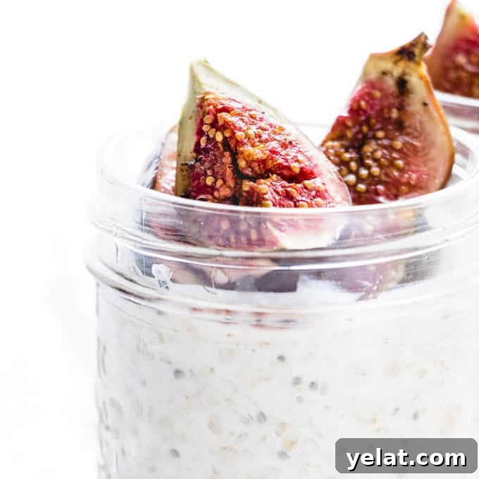 These fig & honey overnight oat pots are the perfect get up and go breakfast. They're creamy and sweet with a hint of salt and earthy sweet fig notes. High in calcium and protein they make the perfect breakfast. These fig & honey overnight oat pots are the perfect get up and go breakfast. They're creamy and sweet with a hint of salt and earthy sweet fig notes. High in calcium and protein they make the perfect breakfast.