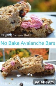 No-Bake Avalanche Bars Recipe: Creamy No-Oven Dessert Bars 6 No Bake Avalanche Bars. Crushed biscuits mixed with melted peanut butter and white chocolate, filled with marshmallows and chocolate chips. So quick and simple and a great snack for kids (and big kids!)