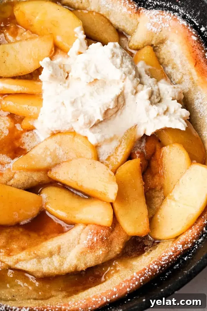 Classic Apple Dutch Baby Pancake Recipe — Fluffy Skillet Treat 10 apple dutch baby in a cast iron skillet