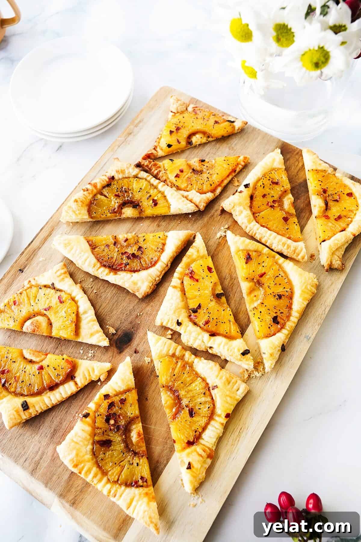 Spicy Pineapple Tart Recipe: Sweet and Tangy Baked Cookies 4 overhead shot of spicy pineapple tarts cut into triangles