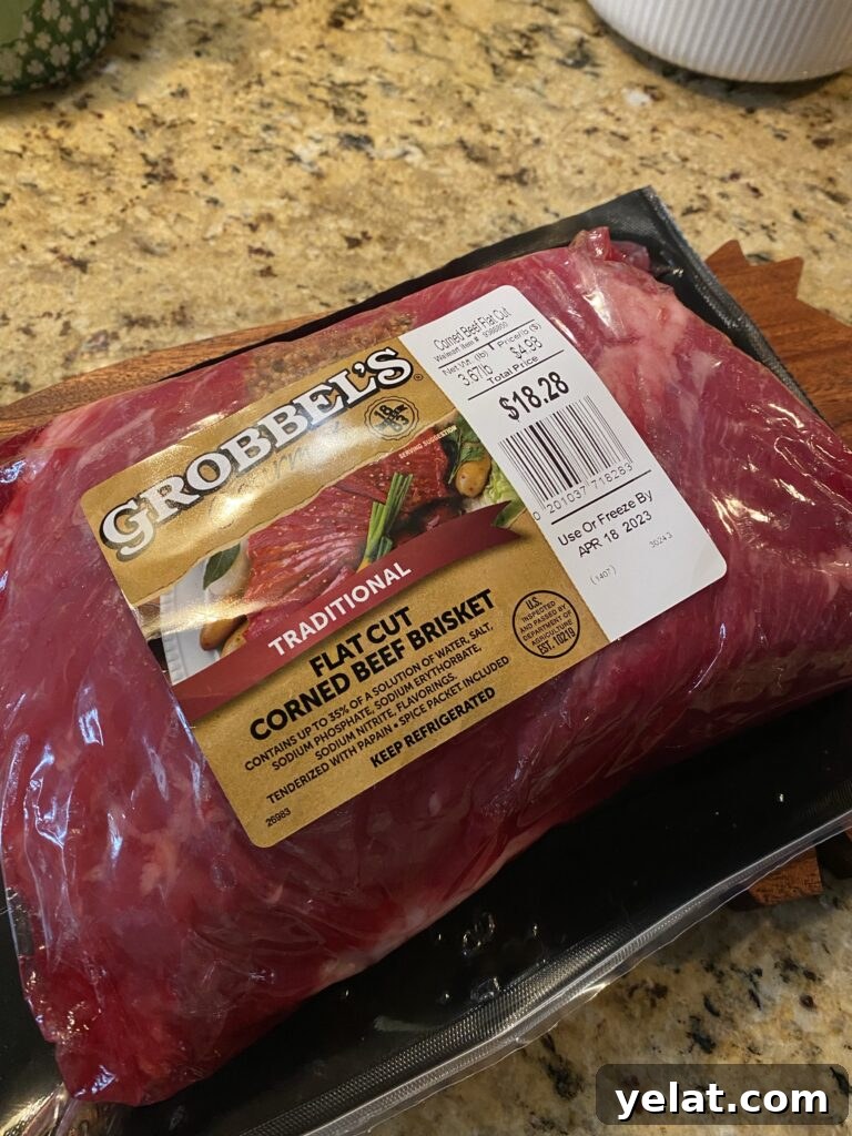 A package of corned beef brisket