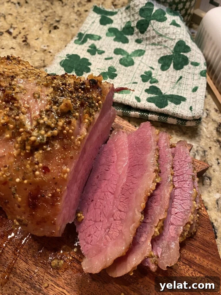 Slices of oven baked corned beef