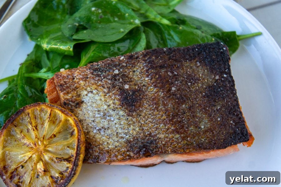 Crispy Cast-Iron Salmon with Lemon Herb Butter 6 cooked cast iron salmon