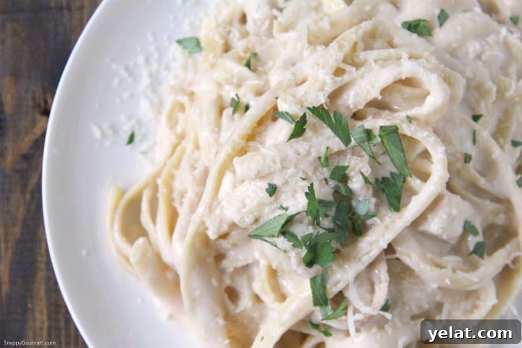 Instant Pot Chicken Alfredo on plate