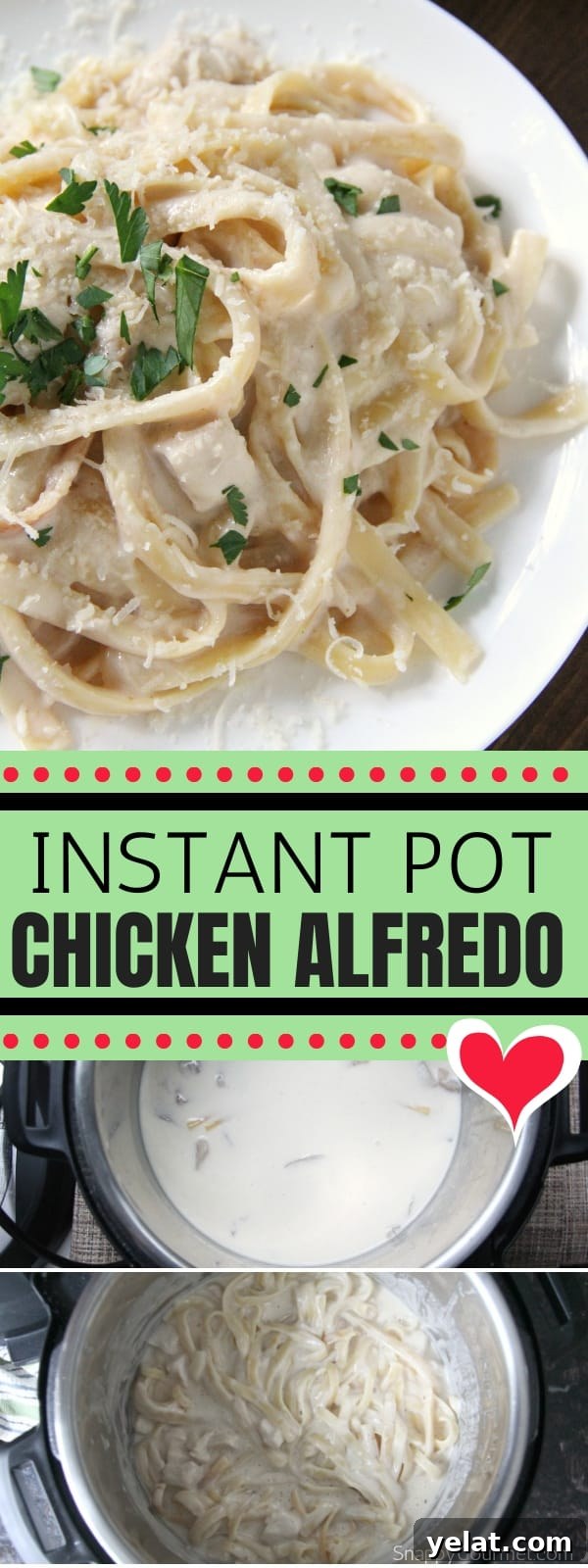 Instant Pot Chicken Alfredo pasta collage