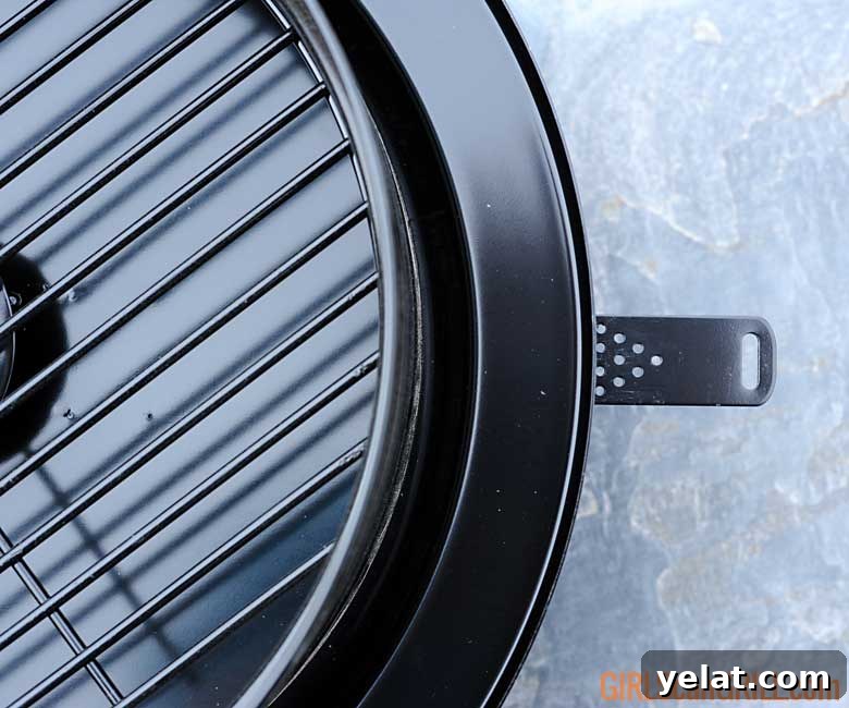 Barrel House Cooker 18C Review: Features, Performance & Verdict 11 damper pulled out on barrel house cooker to show 4 dots