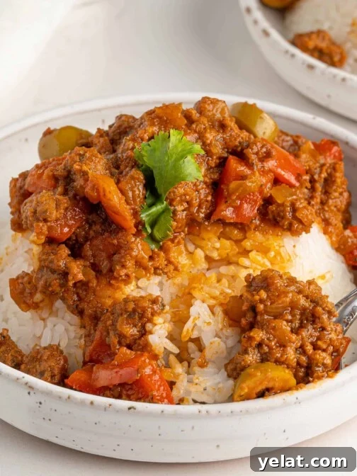 picadillo in bowls on a white table