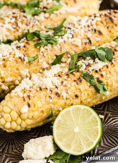 Authentic Mexican Red Rice Recipe: Fluffy, Flavorful Arroz Roja 11 Grilled Mexican Street Corn with cilantro and crumbled cheese garnish, on baking sheet, limes on side