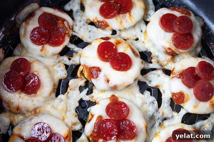 Zucchini Mini Pizzas: Bite-Sized Low-Carb Pizza Bites 7 zucchini pizza bites with mini pepperoni on top ready to be served