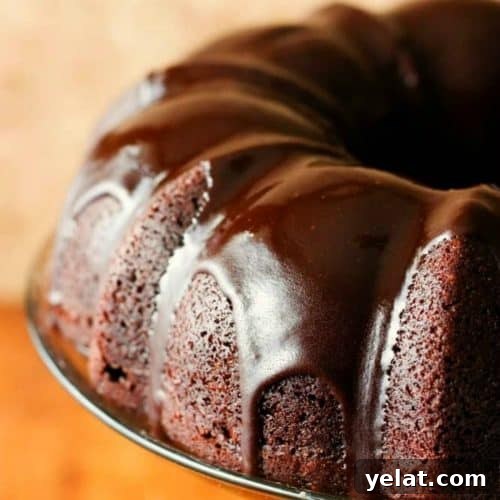 Bundt cake on a cake stand.