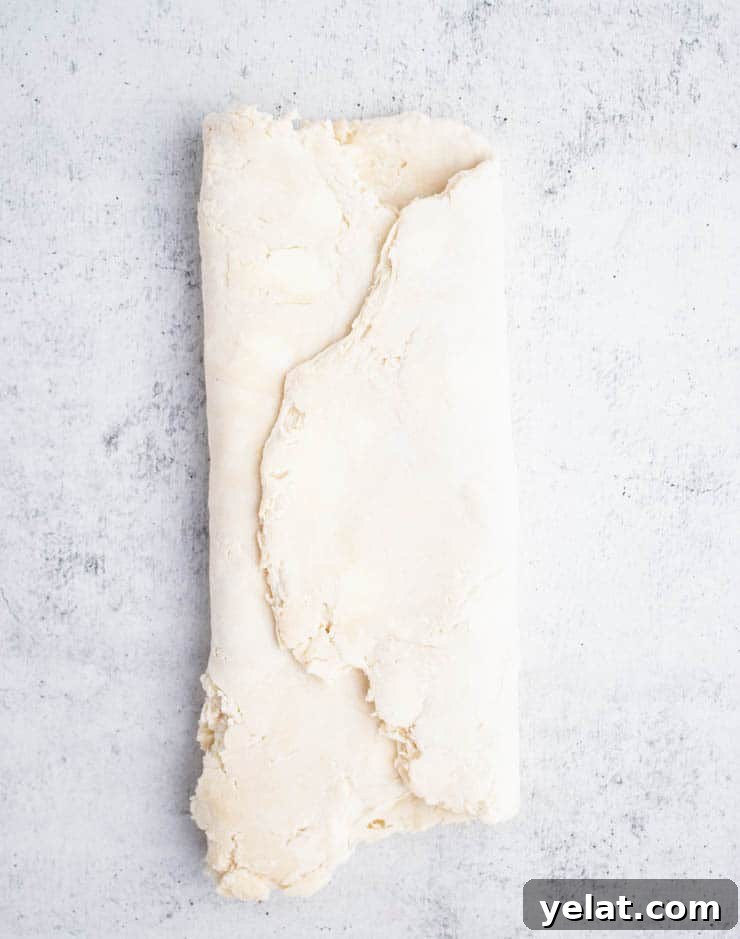 Flaky Pie Crust Recipe: A Complete Step-by-Step Guide 7 Pie dough folded in thirds.