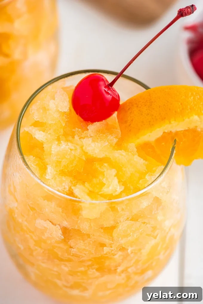 Brandy Slush with cherries and oranges