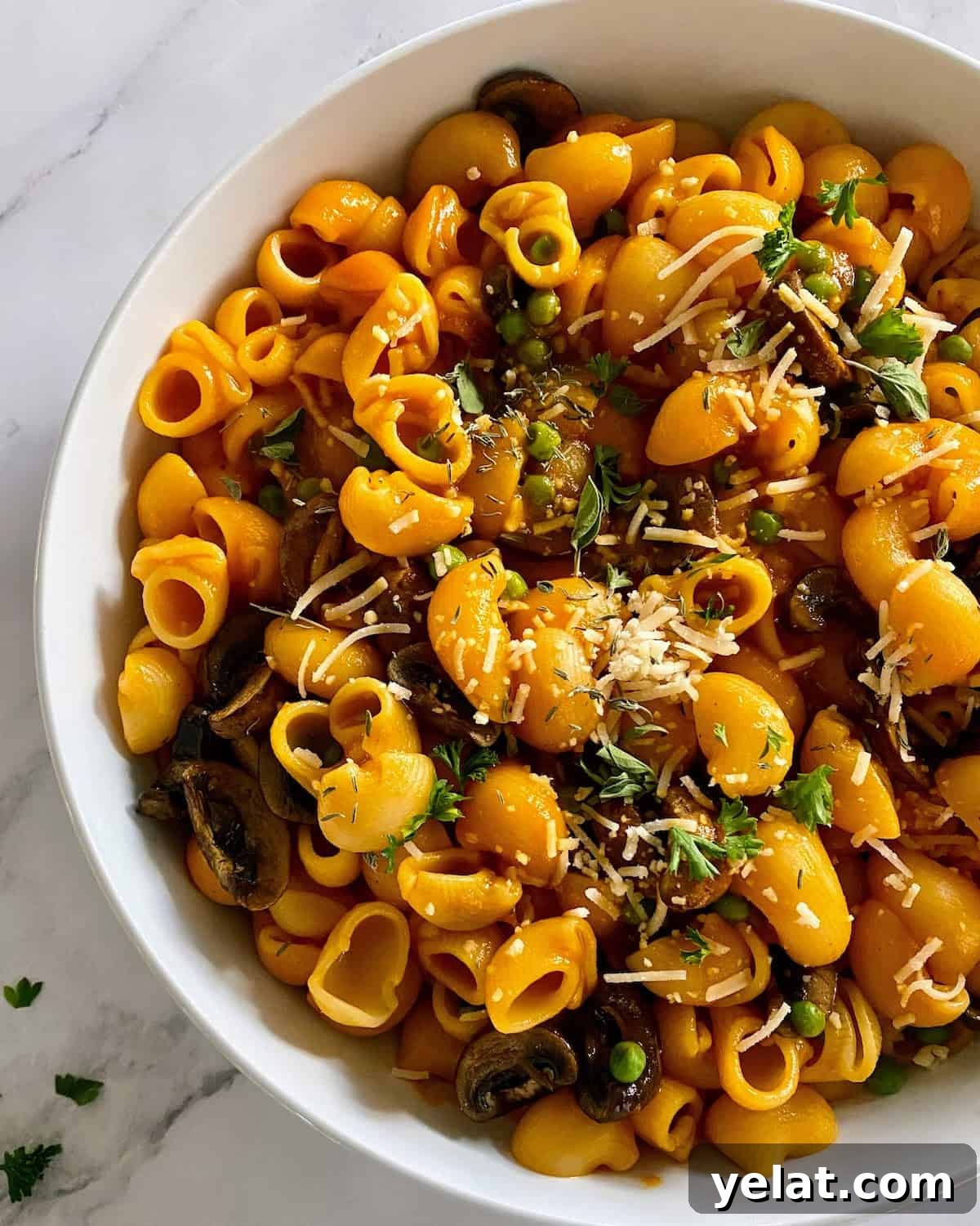 Creamy Roasted Red Pepper Pasta with Parmesan and Basil 10 Red peppers pasta recipe in a bowl