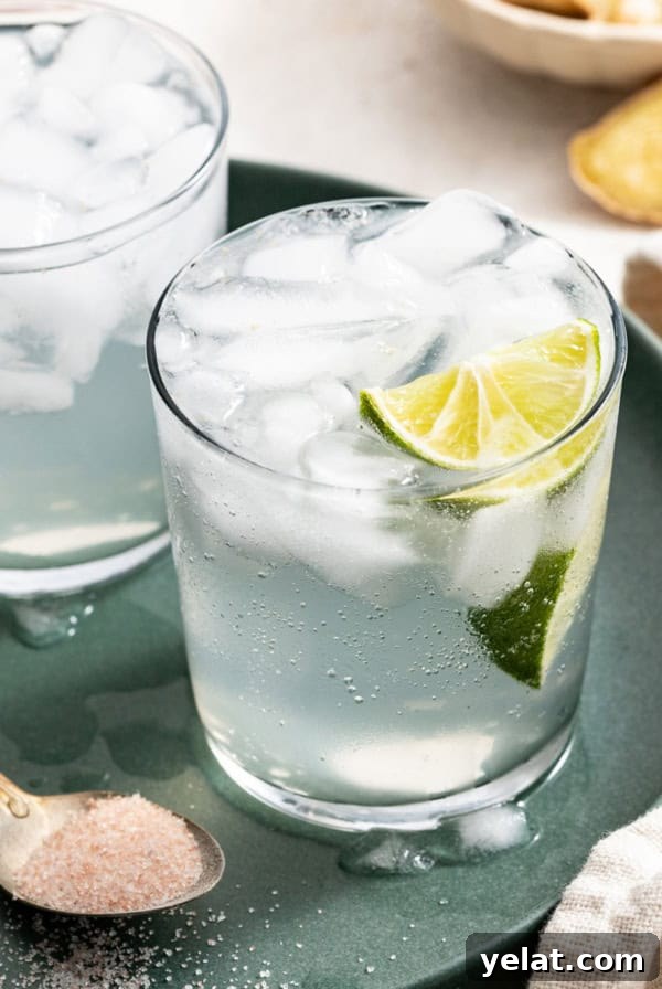 Pomegranate Virgin Sangria Recipe — Refreshing Party Drink 10 Two homemade electrolyte drinks on a green plate next to a spoon filled with mineral salt.