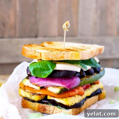 Loaded with marinated grilled vegetables, fresh mozzarella and basil aioli.